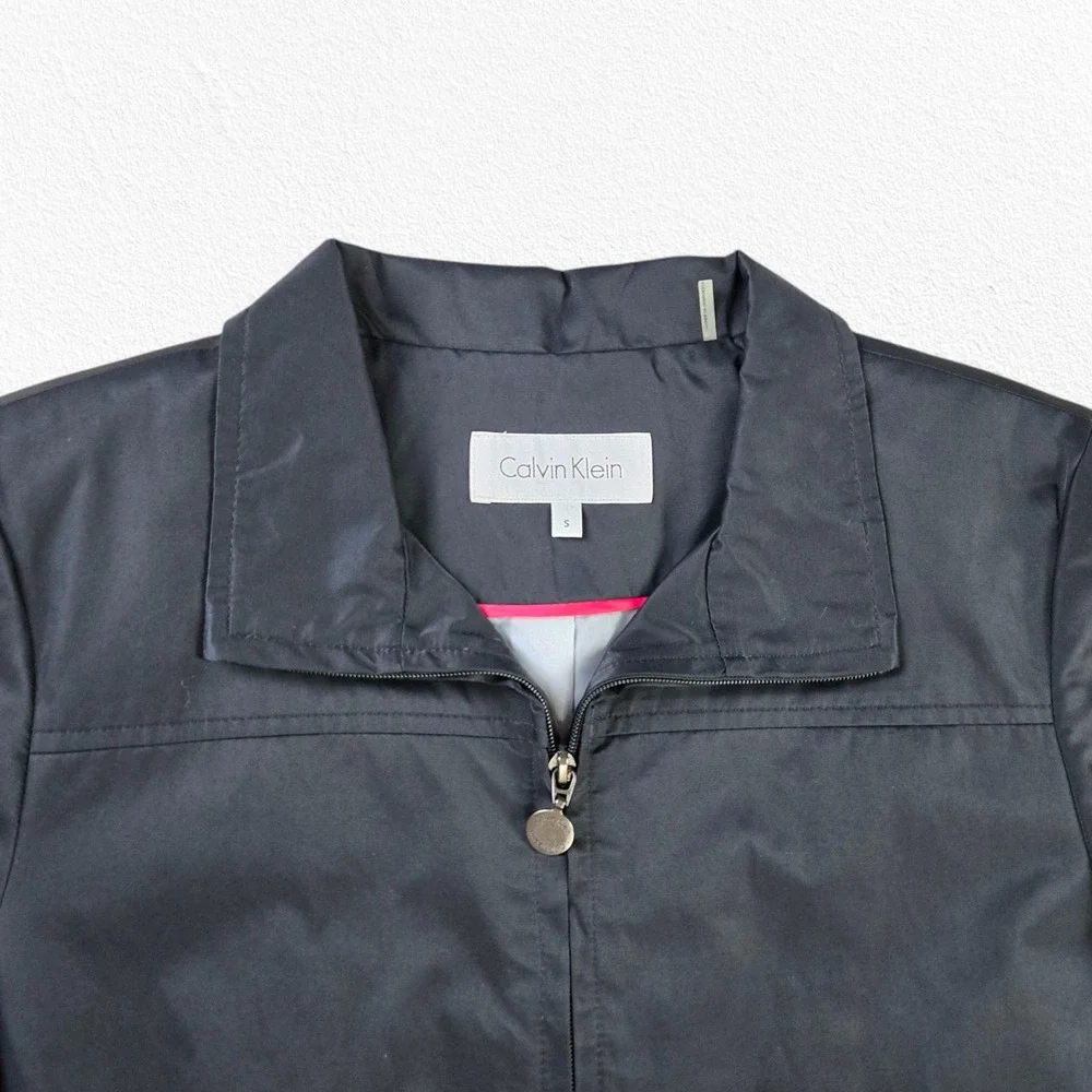 Calvin Klein Black Classic Lightweight Minimal Spring Rain Jacket Size Small